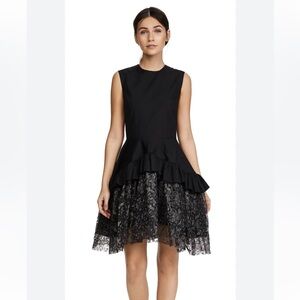 NWT Jourden Ruffled Dress With Gathered Lace Pane